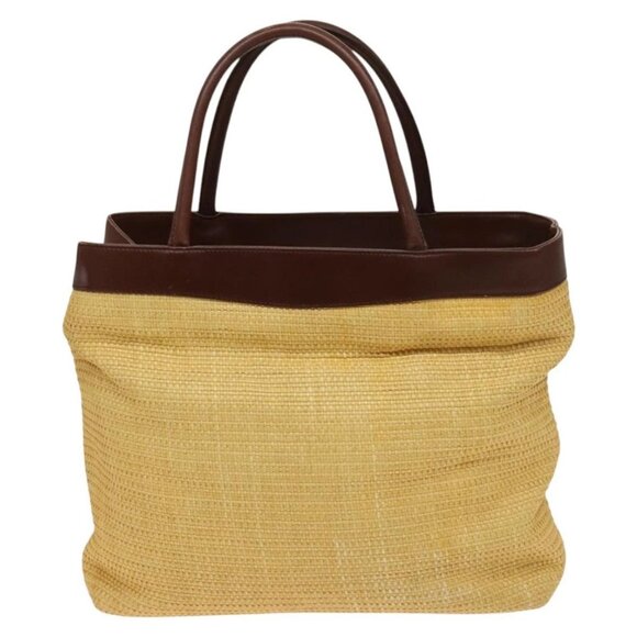 CHANEL Tote Bag Raffia Leather Beige Brown gold - Picture 2 of 15